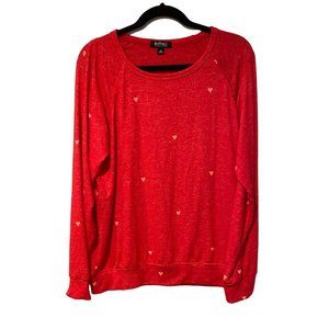 Buffalo David bitton red size M long sleeve soft shirt with heart dots